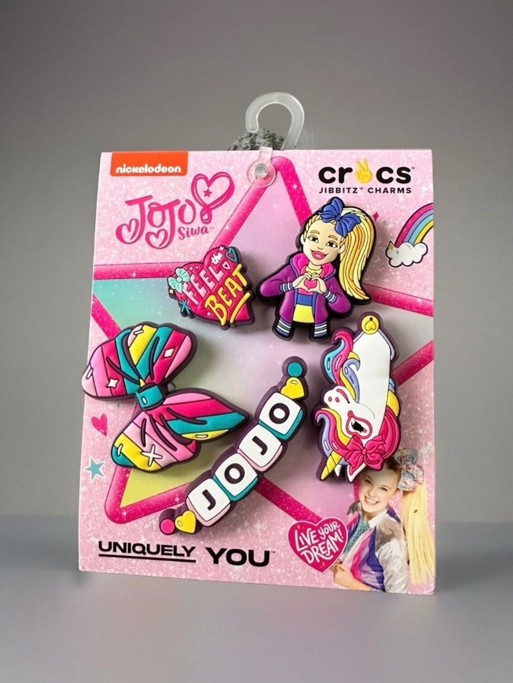 New ✨ Crocs JoJo Siwa Jibbitz Shoe Charms Unicorn Bow 5-Pack Pink